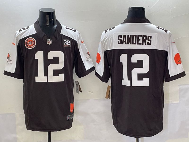 Men 2025 Cleveland Browns #12 Sanders brown 3th generation Throwback Nike Limited NFL Jersey style 001->cleveland browns->NFL Jersey